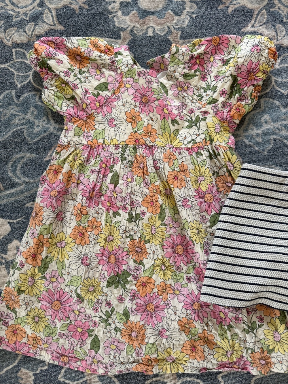 Zara Floral Cotton Dress - Pink, Orange, Yellow & Green